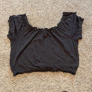 Charcoal grey, crop top, stretchy, flower designing